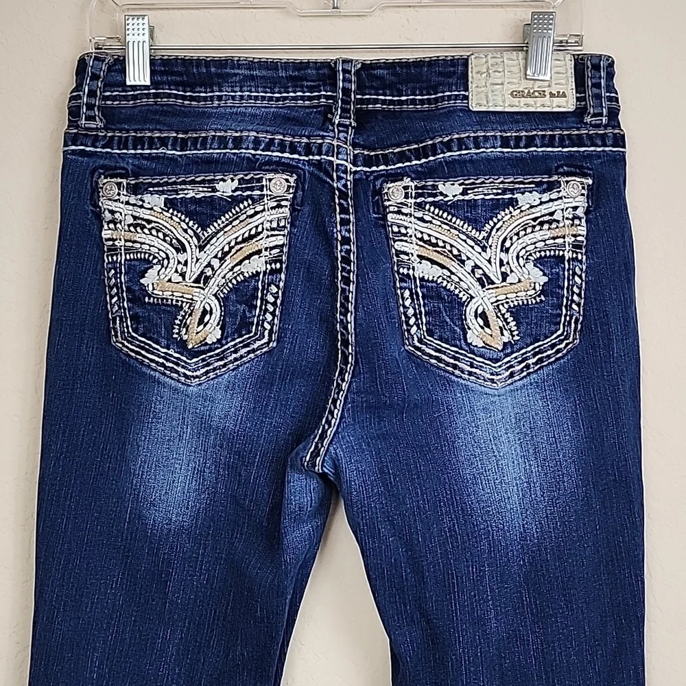 Grace in LA Embroidered Jeans - Picture 1 of 7